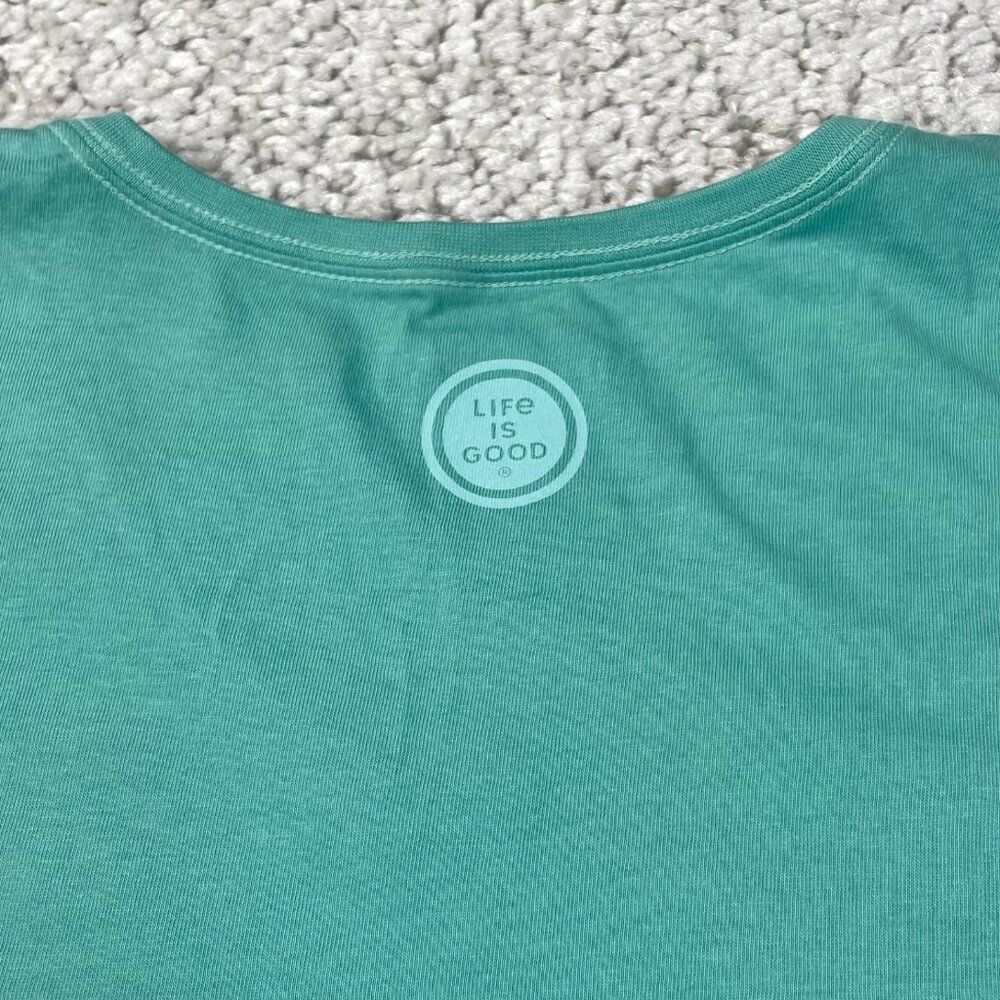 Life Is Good V-Neck Crusher Tee Black Dog Days In Chair Mint Green Womens Large - Picture 6 of 7